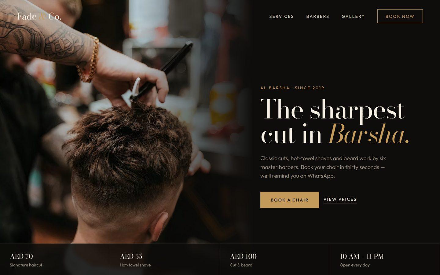 Fade & Co. barbershop website